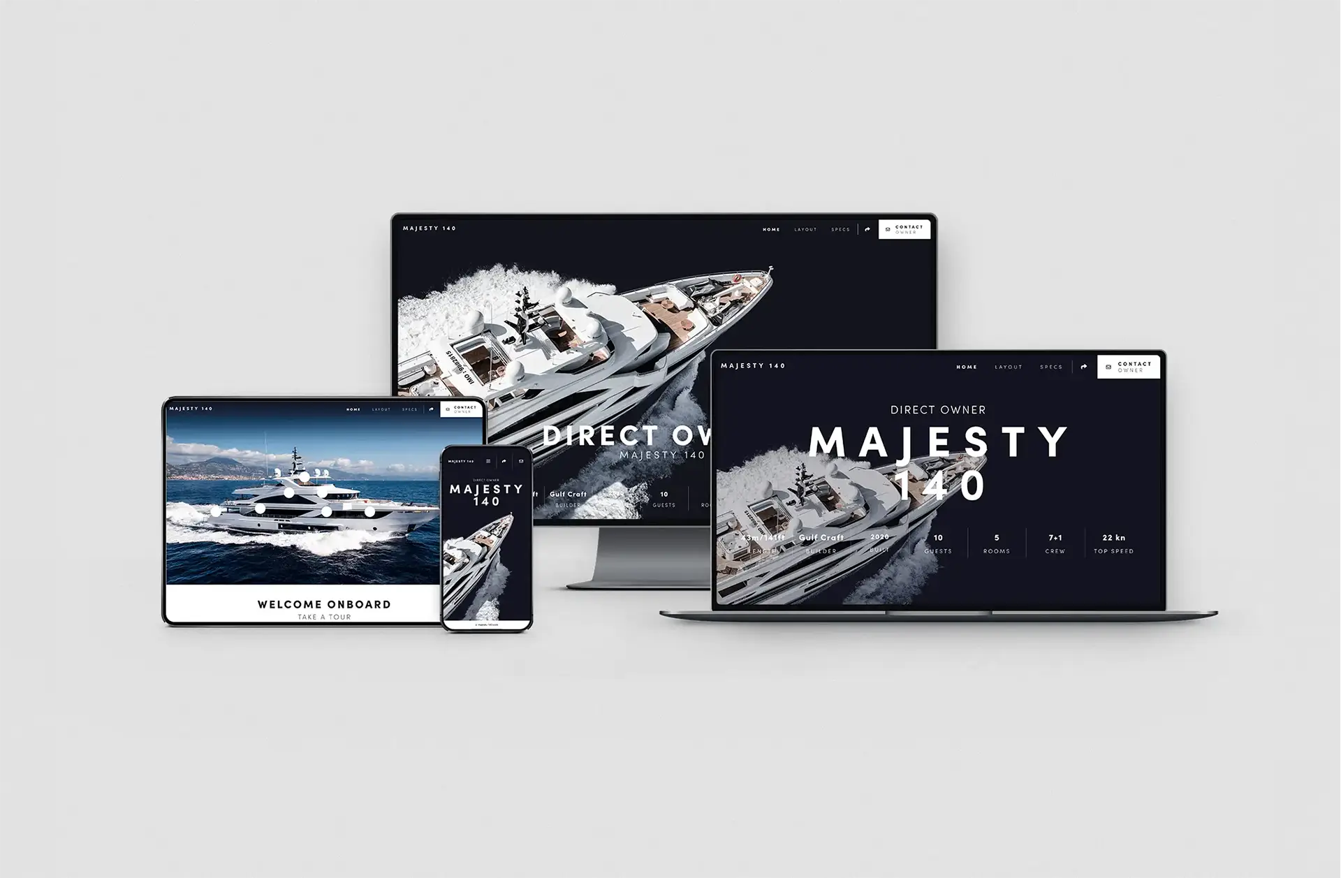 LuxuryBrands digital studio Majesty140 yacht website responsive